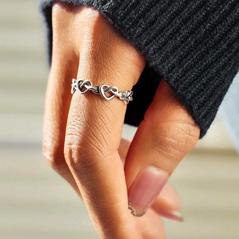 Womens Heart-Shaped Ring Chic Delicate Cross-Design In A Niche Trendy Style With A Personal Touch
