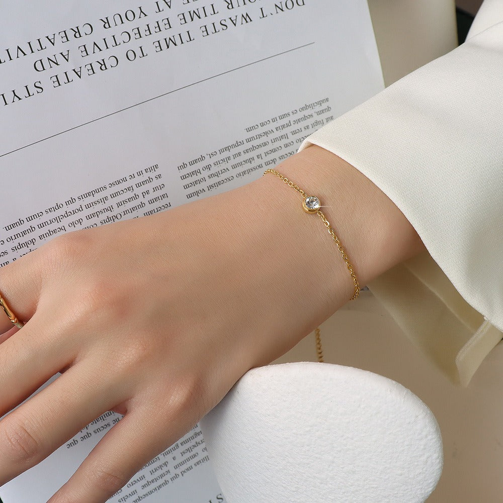 Single-stone Titanium Steel Bracelet