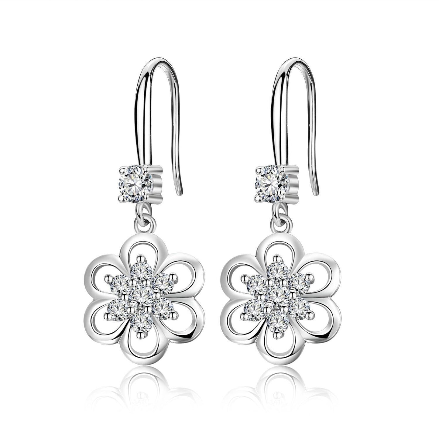 Flower White Copper Earrings Women Wholesale Long Temperament Earrings