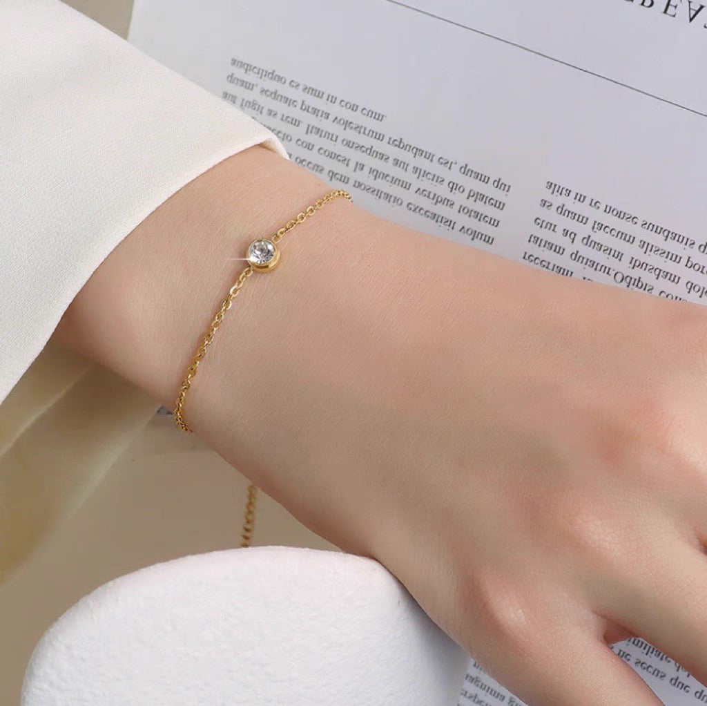 Single-stone Titanium Steel Bracelet