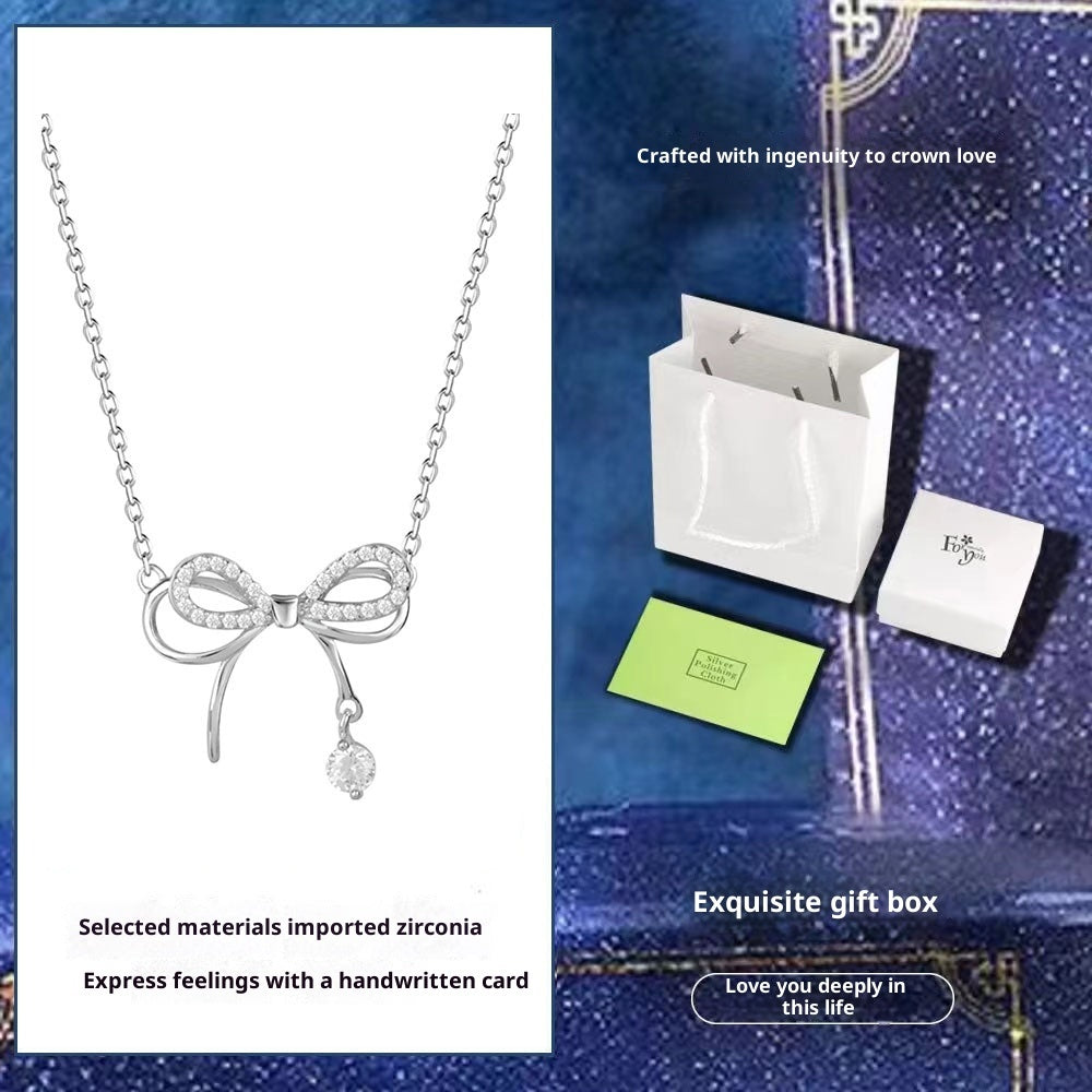 Titanium Steel Butterfly Dream Necklace Delicate Bow Design Light Luxury