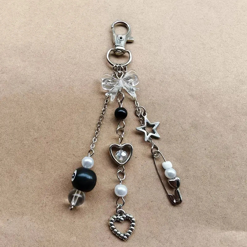 Fashion Handmade Resin Beaded Keychain Trend Punk