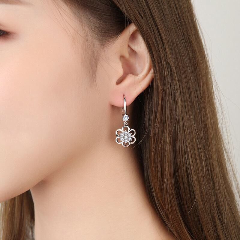 Flower White Copper Earrings Women Wholesale Long Temperament Earrings