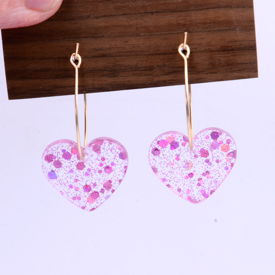 Minimalist Acrylic Sequin Heart Earrings