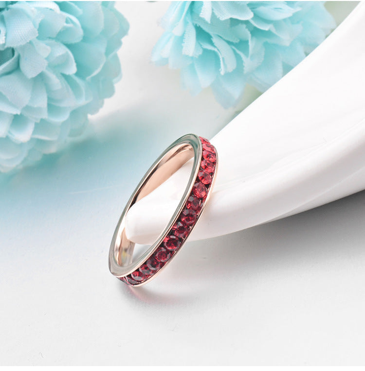 Womens Titanium Steel Ring With A Diamond-studded Band