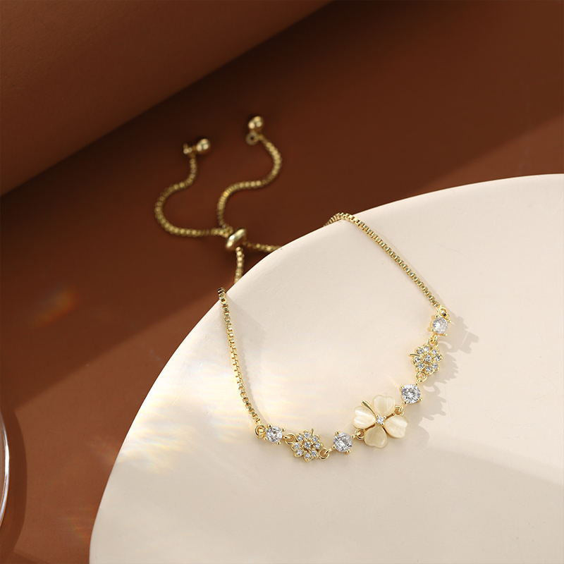 Versatile Japanese And Korean Minimalist Cat Eye Stone Push-pull Bracelet